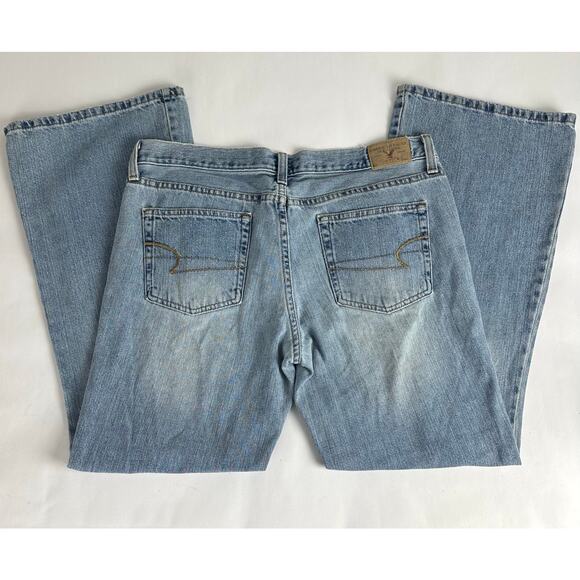 Vintage American Eagle Size 10 Short Hipster Y2K Low Rise Jeans Flare 2000s - Picture 9 of 12